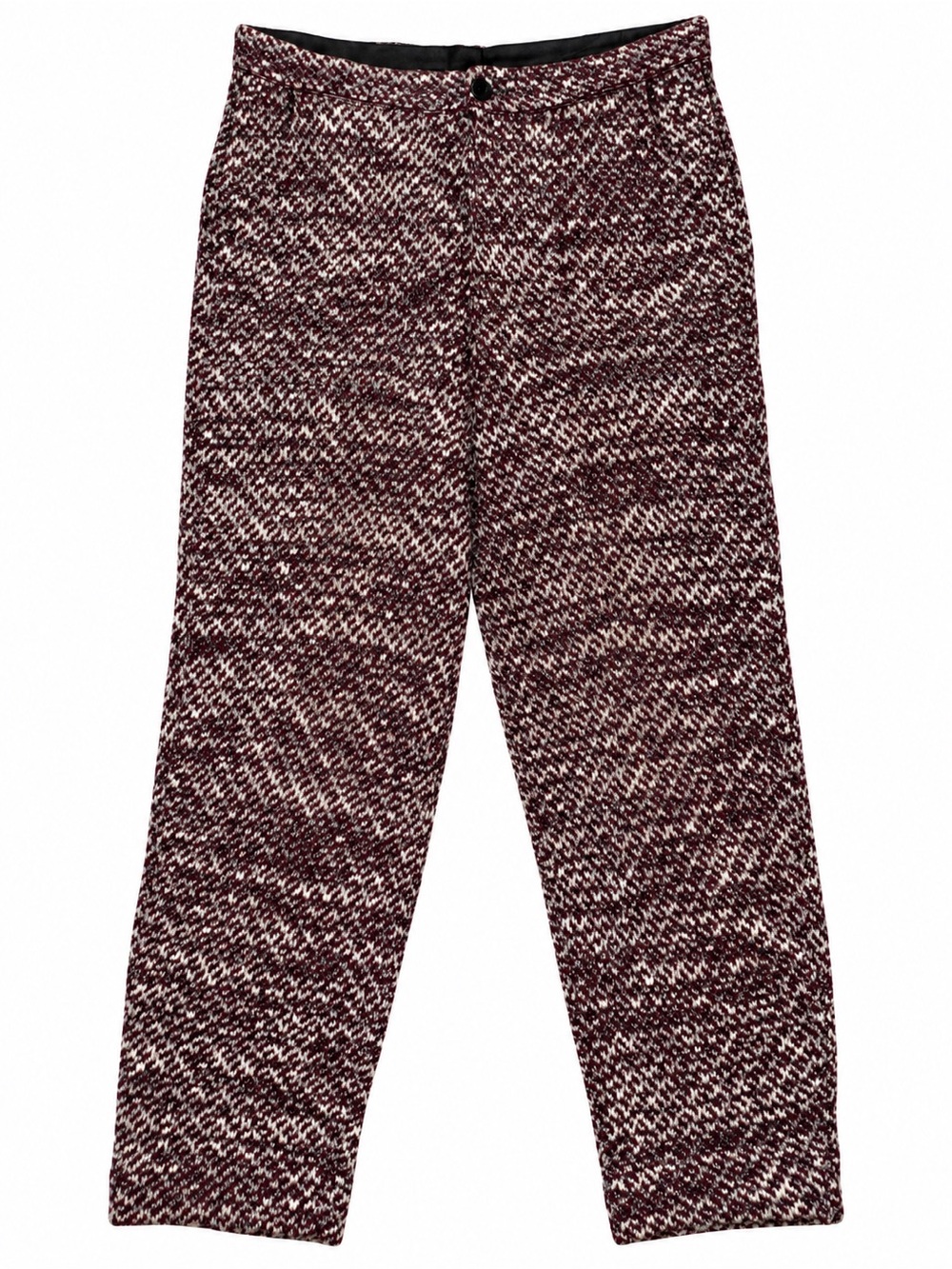 Free People Burgundy Cream Tweed Textured Trousers Pants Size Small